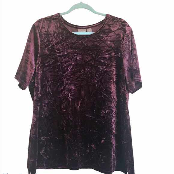 Chico’s Velvet Crushed Short Sleeve Top Size 3 - Picture 1 of 9